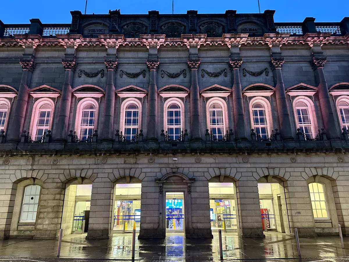 Dublin Heuston station at night, the start of the train from Dublin to Cliffs of Moher country, Ireland